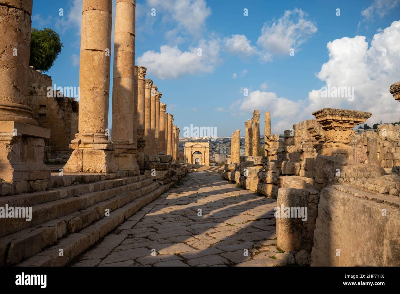 Il Cardo Maximus, Jerash, Giordania Foto Stock
