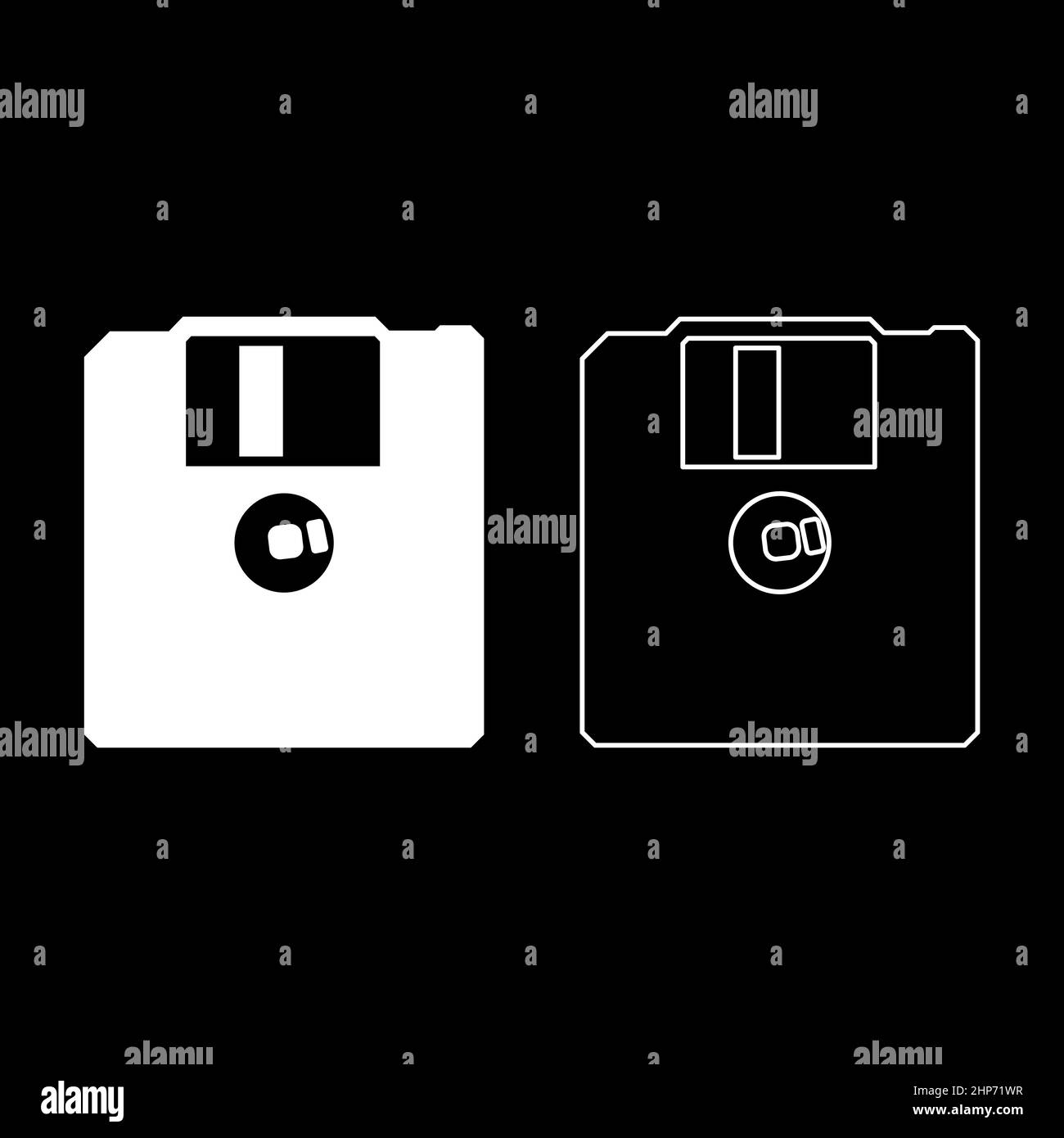 Dischetto floppy disk memorizzazione concetto icona bianco colore vettore illustrazione stile piatto immagine set Illustrazione Vettoriale