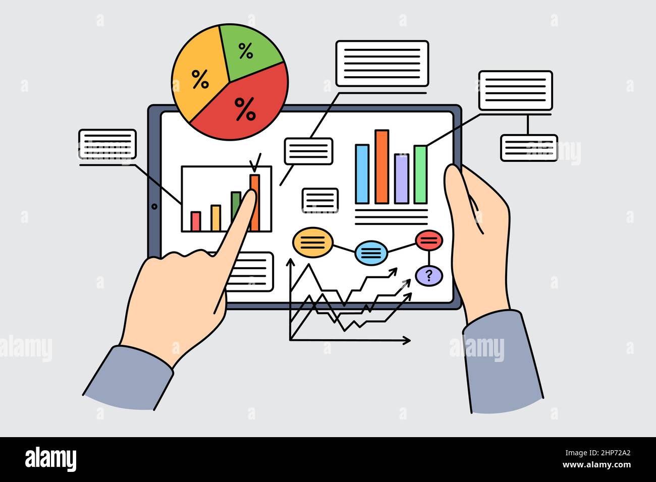Concetto di dati aziendali e statistiche Illustrazione Vettoriale