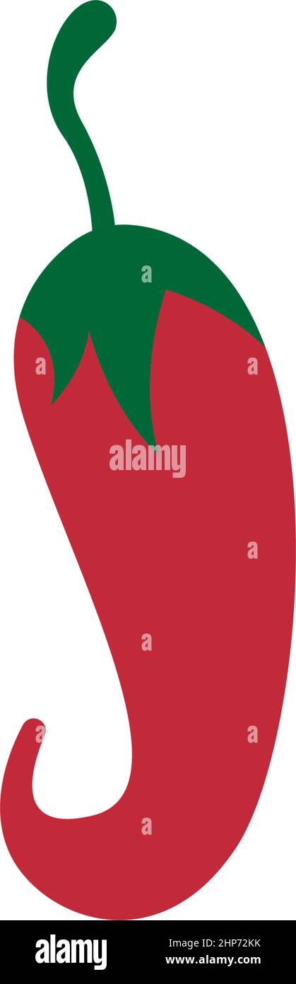 Chili, icona di peperone rosso disegno logo Illustrazione Vettoriale