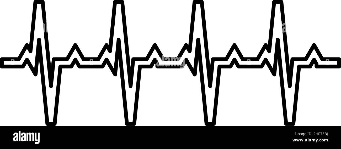Grafico del polso battito cardiaco cardiogramma ritmo grafico ecg ecocardiogramma contorno icona contorno colore nero illustrazione vettoriale immagine piatta Illustrazione Vettoriale