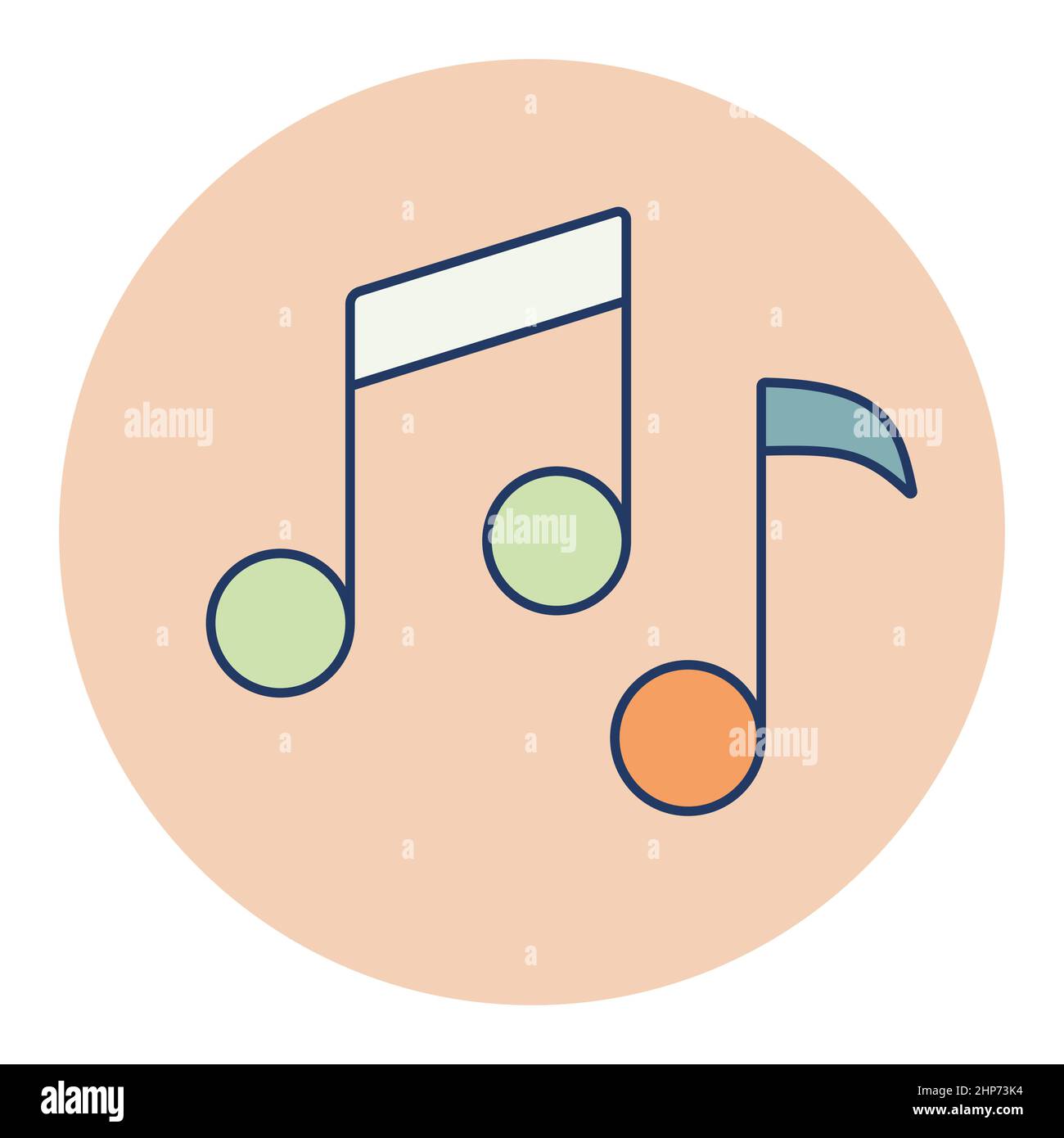 Note musicali, canzoni, melodia o icona TUNE flat Vector Illustrazione Vettoriale