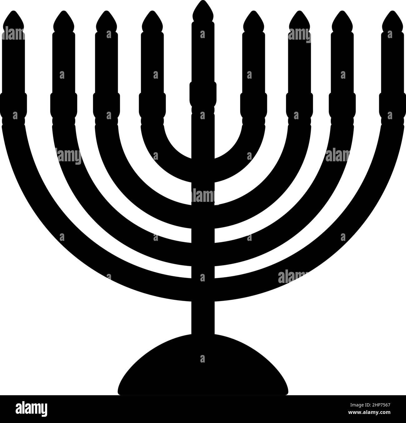 Chanukah menorah candelabra vacanza ebraica con candele Israele candela titolare icona nero colore vettore illustrazione piatta immagine stile Illustrazione Vettoriale