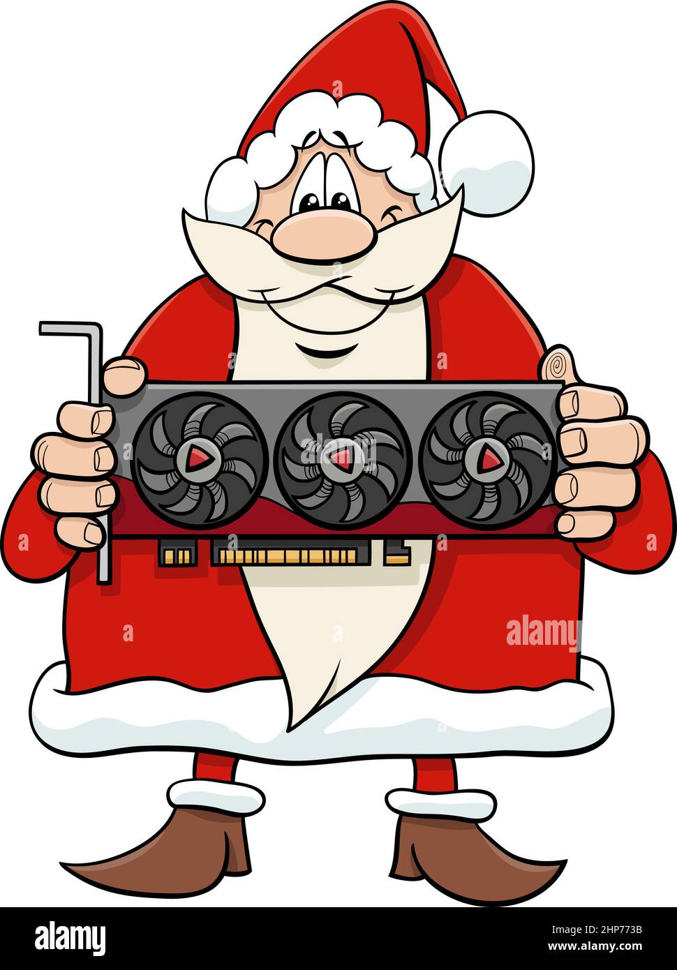 Personaggio Cartoon Babbo Natale con scheda grafica il tempo di Natale Illustrazione Vettoriale