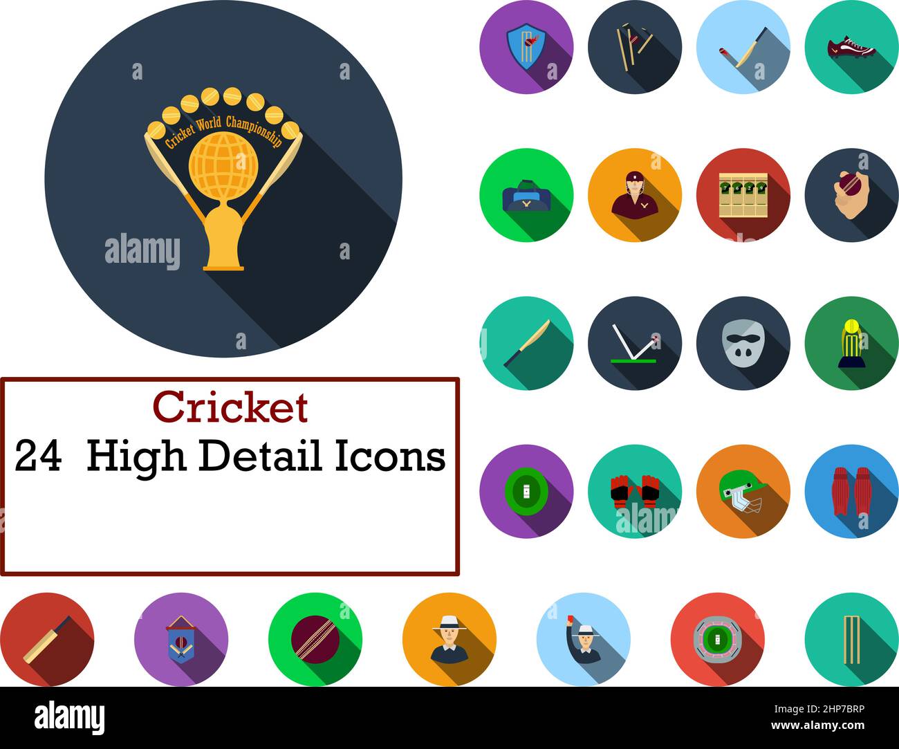 Set di icone Cricket Illustrazione Vettoriale