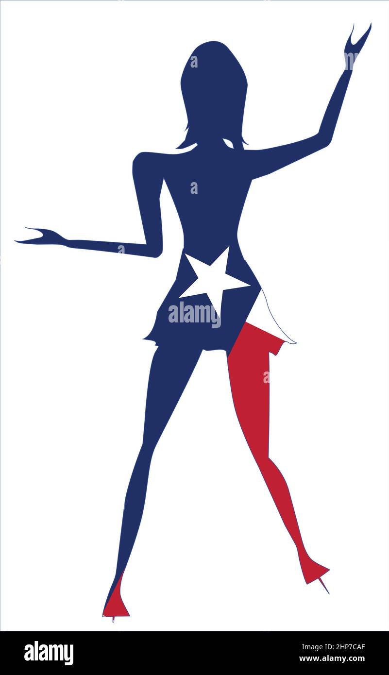 Ragazza Silhouette ballo Texan Illustrazione Vettoriale