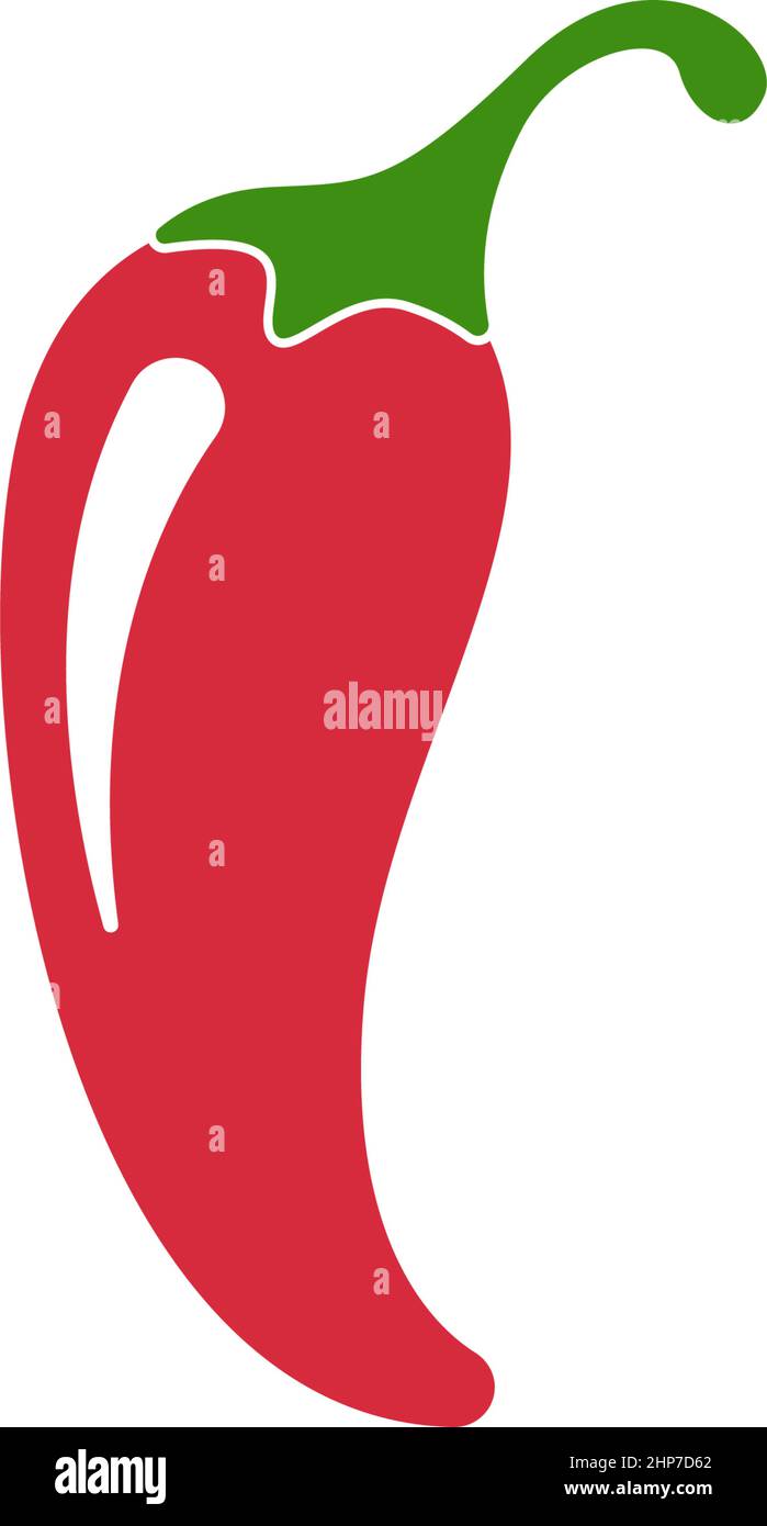 Chili, icona di peperone rosso disegno logo Illustrazione Vettoriale