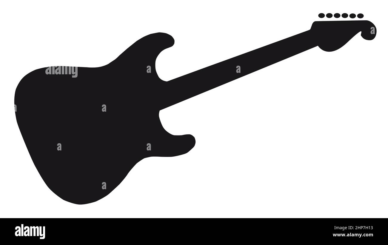 Silhouette di chitarra isolata Illustrazione Vettoriale