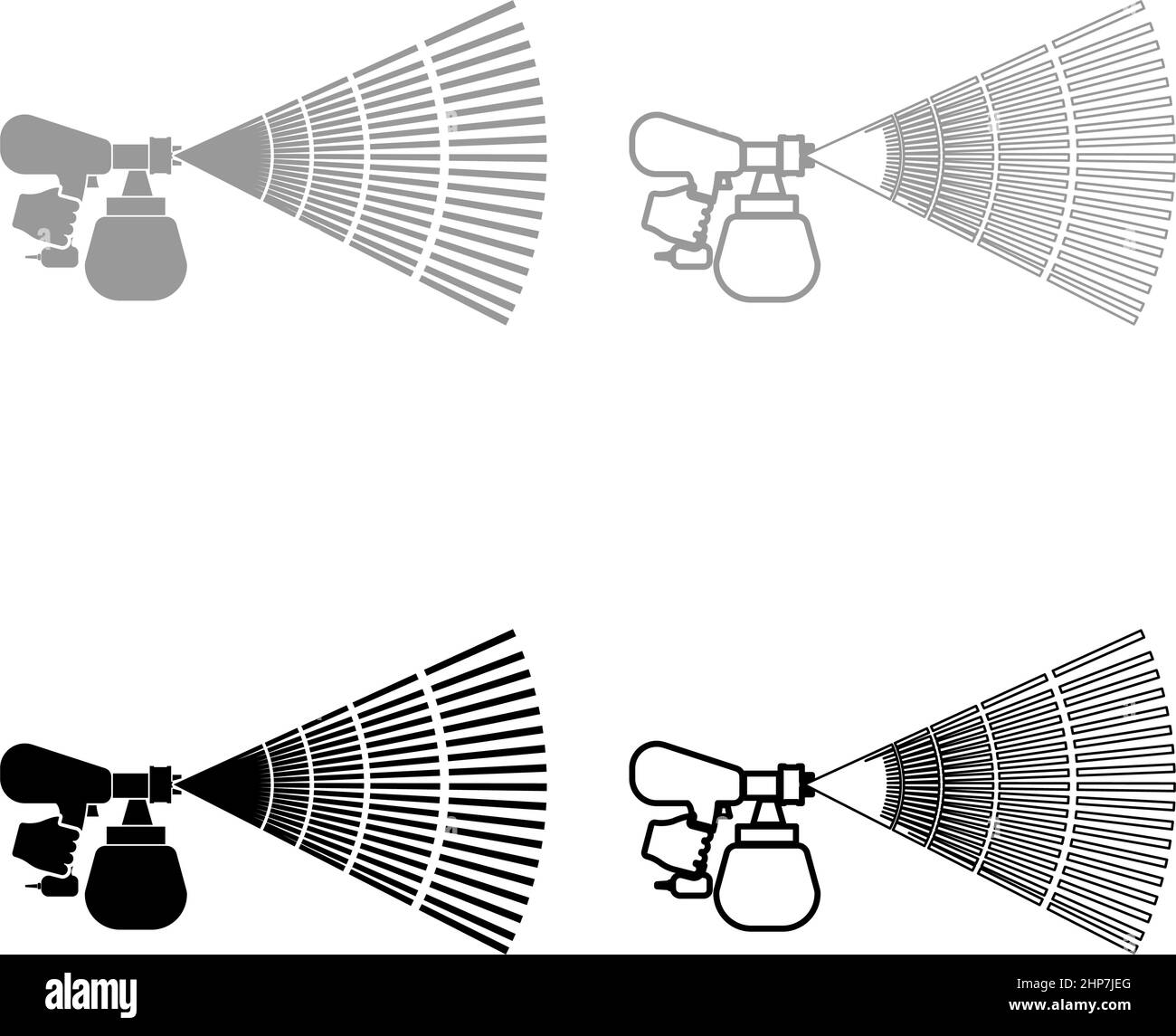 Macchina da colorare strumento di pittura in mano Imposta icona grigio nero colore vettore illustrazione immagine stile piatto pieno contorno linea sottile Illustrazione Vettoriale