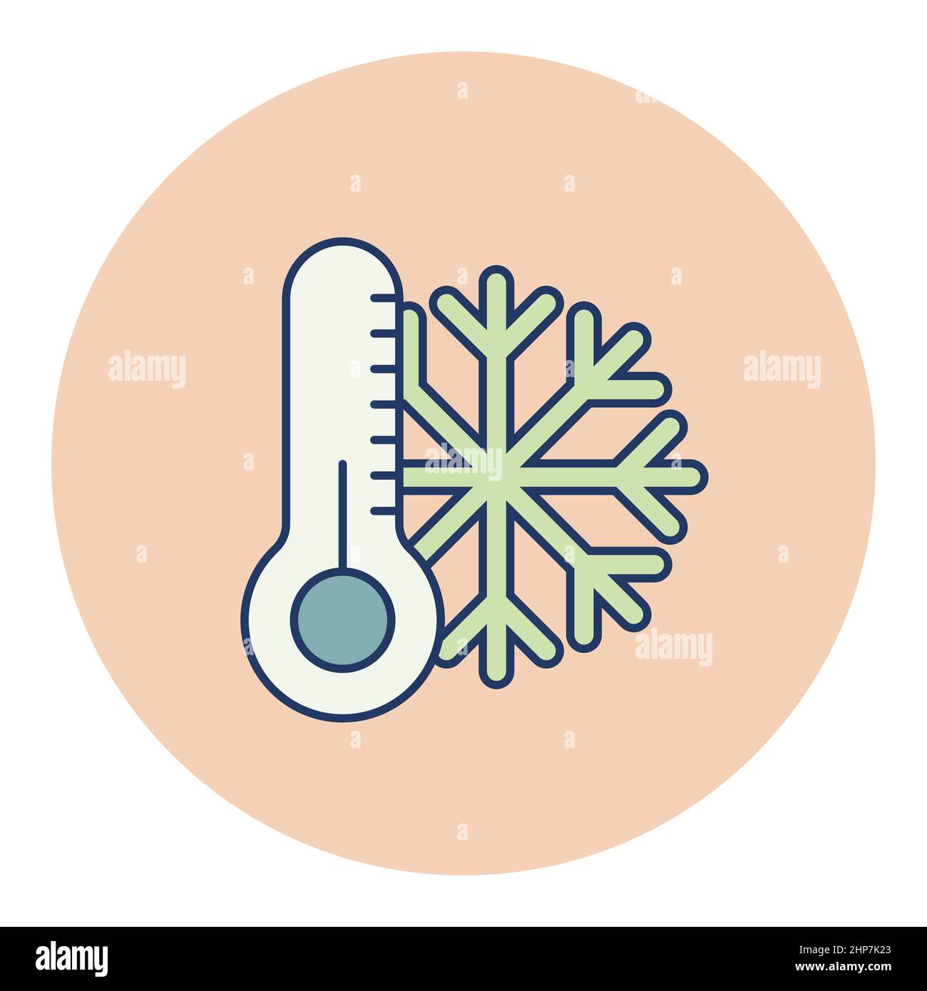 Termometro e simbolo del fiocco di neve. Termometro freddo Illustrazione Vettoriale