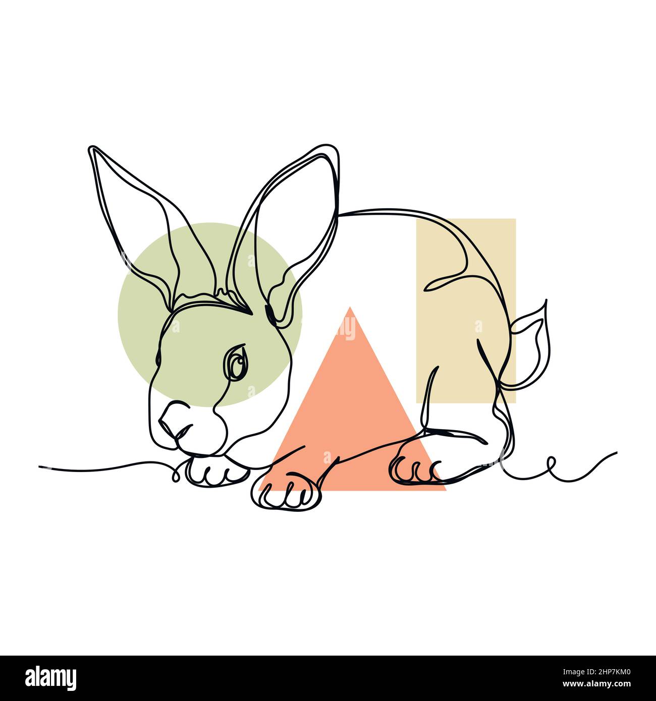 Vettore astratto continuo una singola linea disegno icona di coniglio animale simpatico coniglietto in schizzo di silhouette. Perfetto per biglietti d'auguri, inviti alle feste, poster Illustrazione Vettoriale