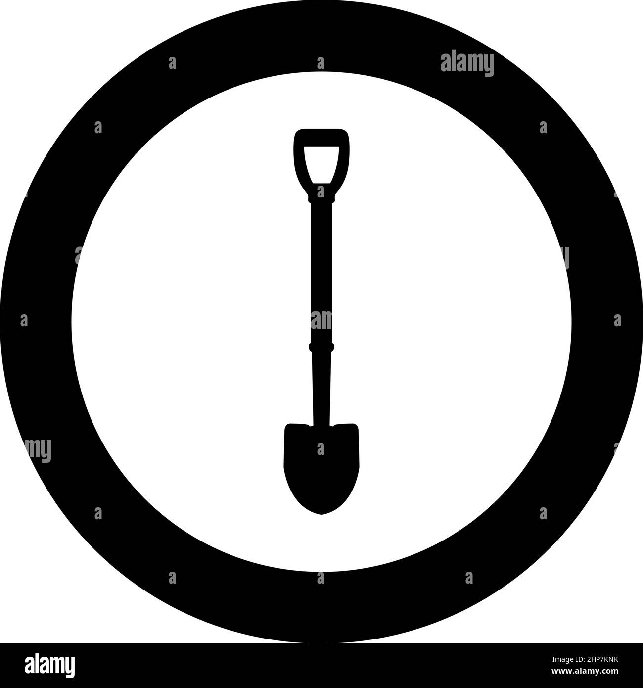 Icona pala in cerchio circolare colore nero immagine vettoriale stile contorno pieno Illustrazione Vettoriale