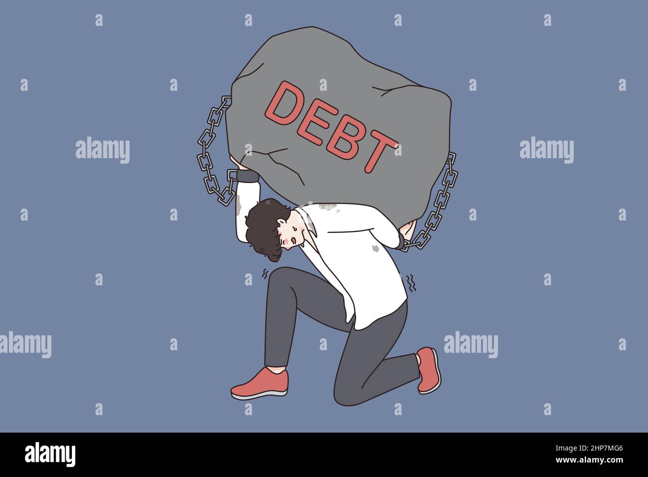 Crisi finanziaria e concetto di debito. Illustrazione Vettoriale