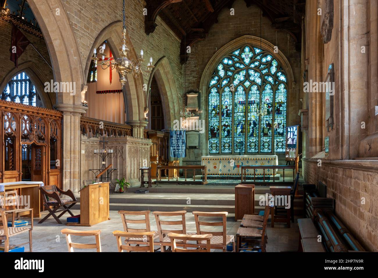 Chiesa parrocchiale di St Wulfram, Grantham, Lincolnshire, Inghilterra, Regno Unito. - vista interna Foto Stock