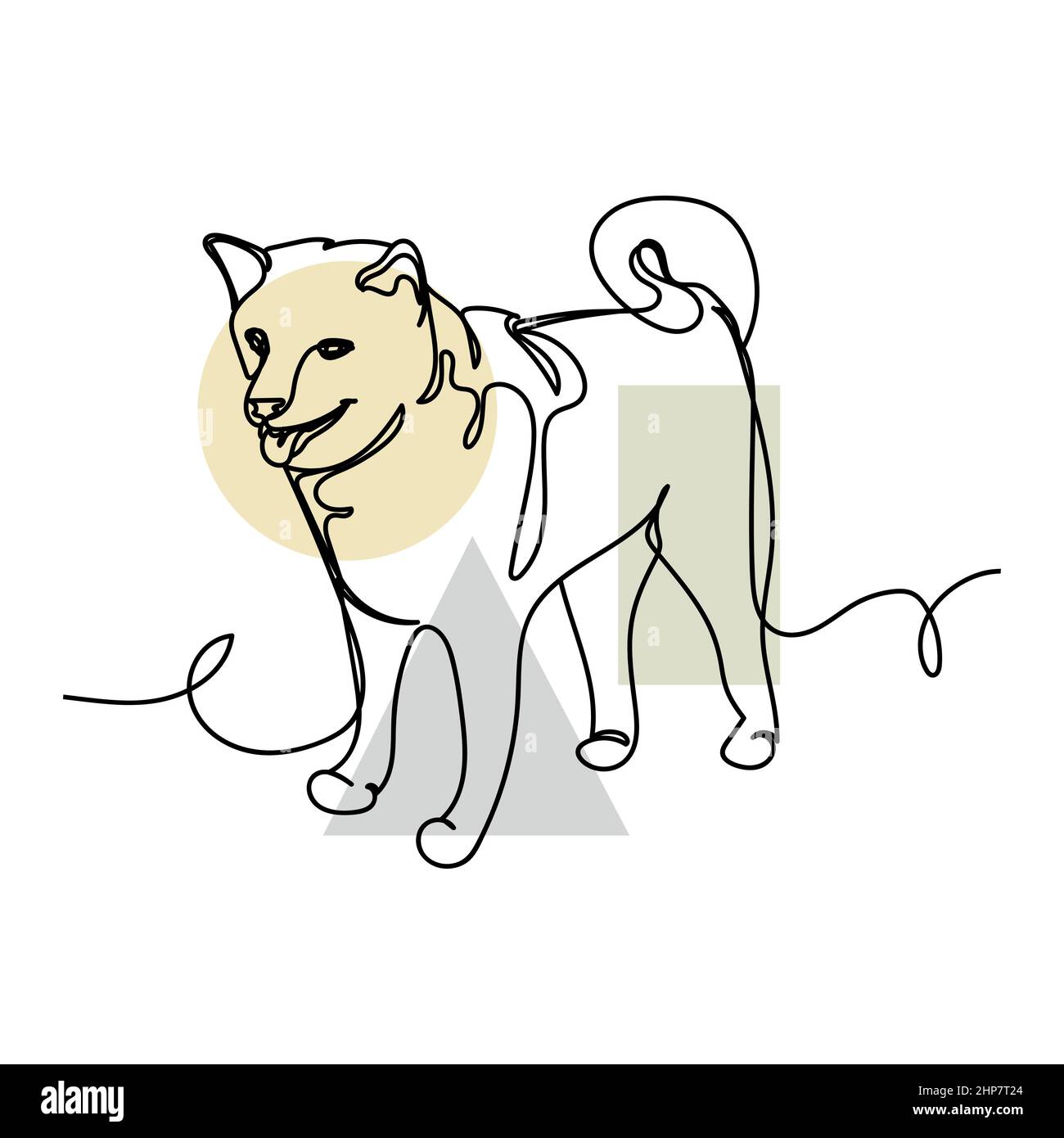 Vettoriale astratto continuo una singola semplice icona di disegno linea di cane animale concetto in schizzo di silhouette. Perfetto per biglietti d'auguri, inviti alle feste, poster Illustrazione Vettoriale