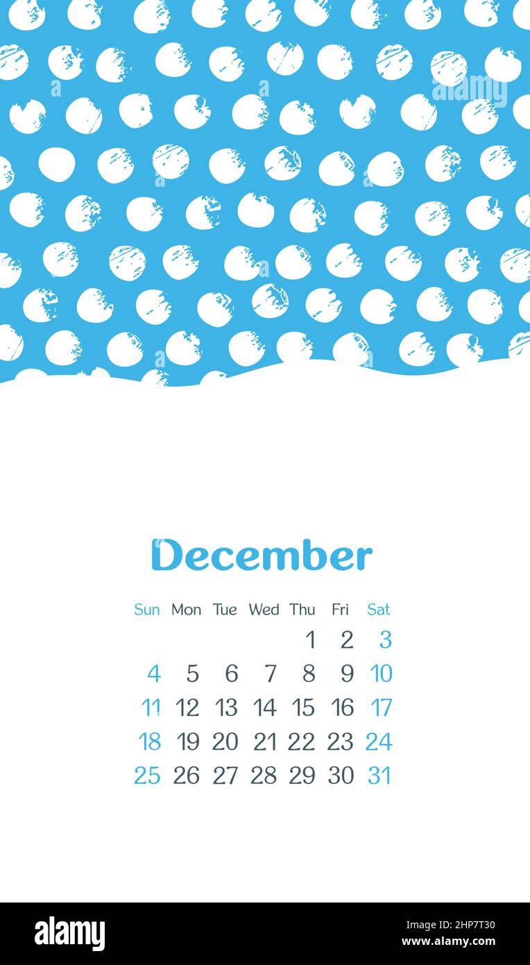 Calendario 2022 mesi Dicembre. La settimana inizia domenica Illustrazione Vettoriale