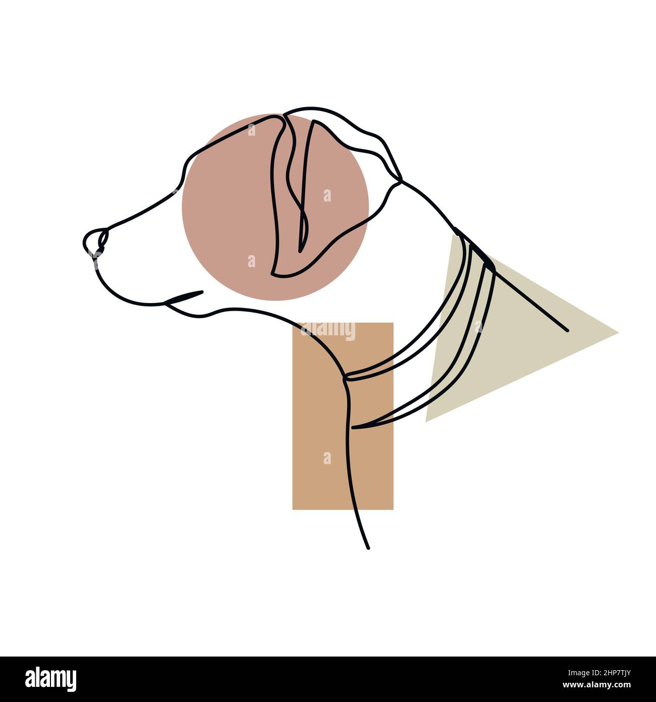 Vettoriale astratto continuo un'icona di disegno a linea singola di cane animale concetto in schizzo di silhouette. Perfetto per biglietti d'auguri, inviti alle feste, poster Illustrazione Vettoriale