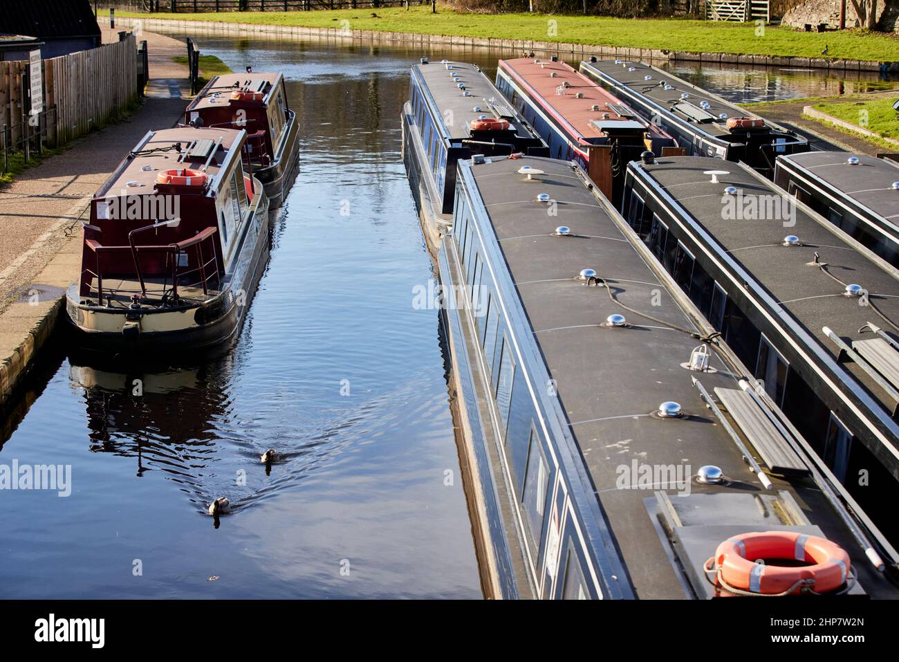 Trevor Basin, porticciolo di Longboat a Wrexham, Llangollen Foto Stock