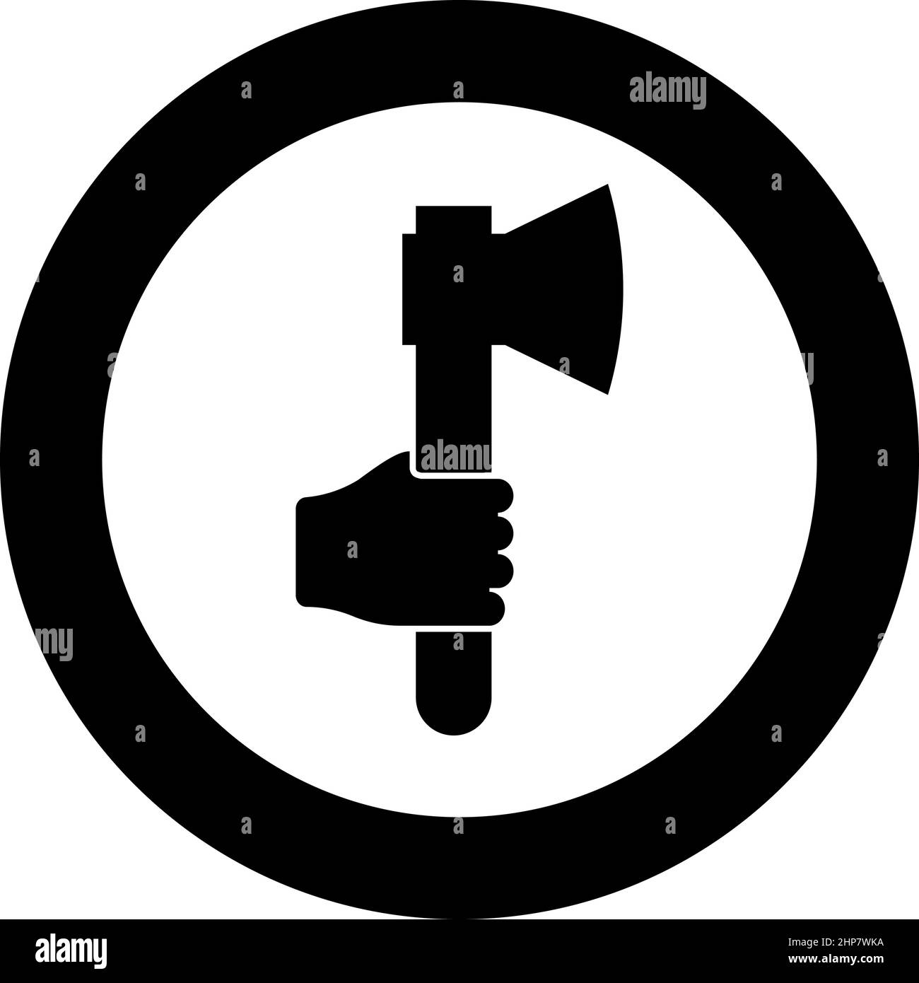 AX in mano icona in cerchio rotondo nero colore vettoriale immagine contorno pieno stile Illustrazione Vettoriale