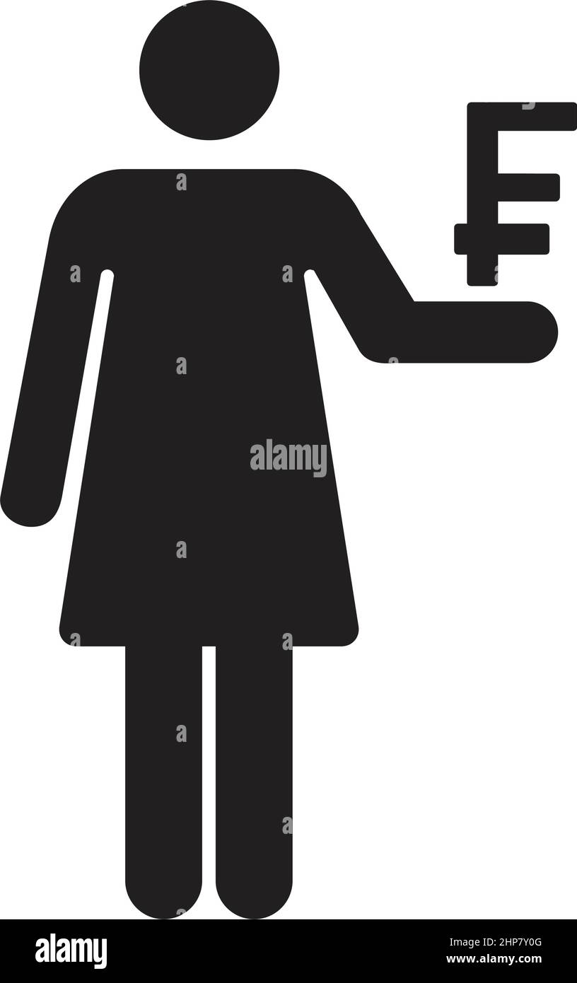 Simbolo del franco svizzero con icona donna simbolo di valuta vettoriale per le imprese e la finanza in un'illustrazione di pittogramma glyph a colori piatta Illustrazione Vettoriale