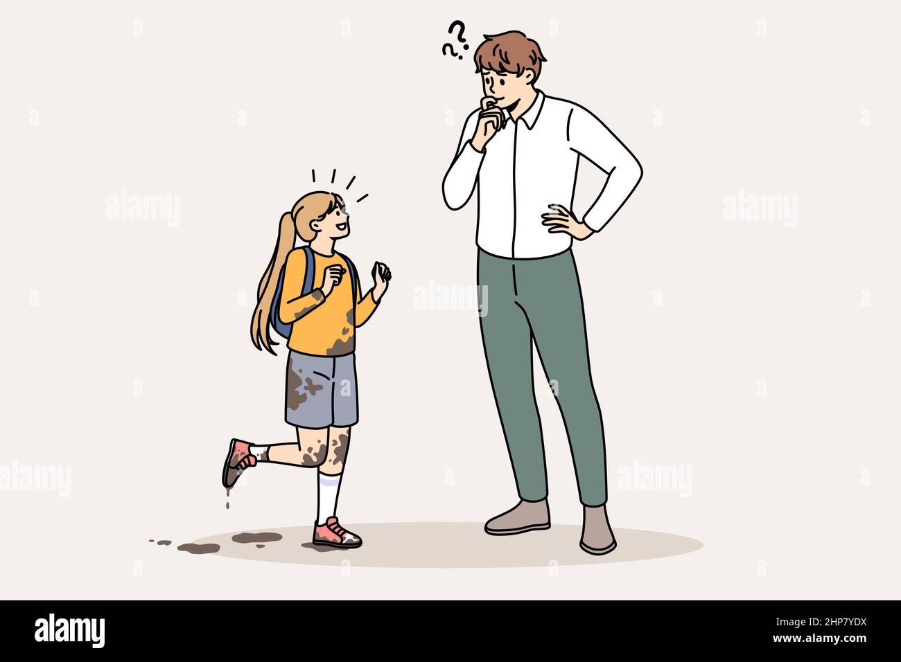 Figlia sporca e concetto di padre frustrato Illustrazione Vettoriale