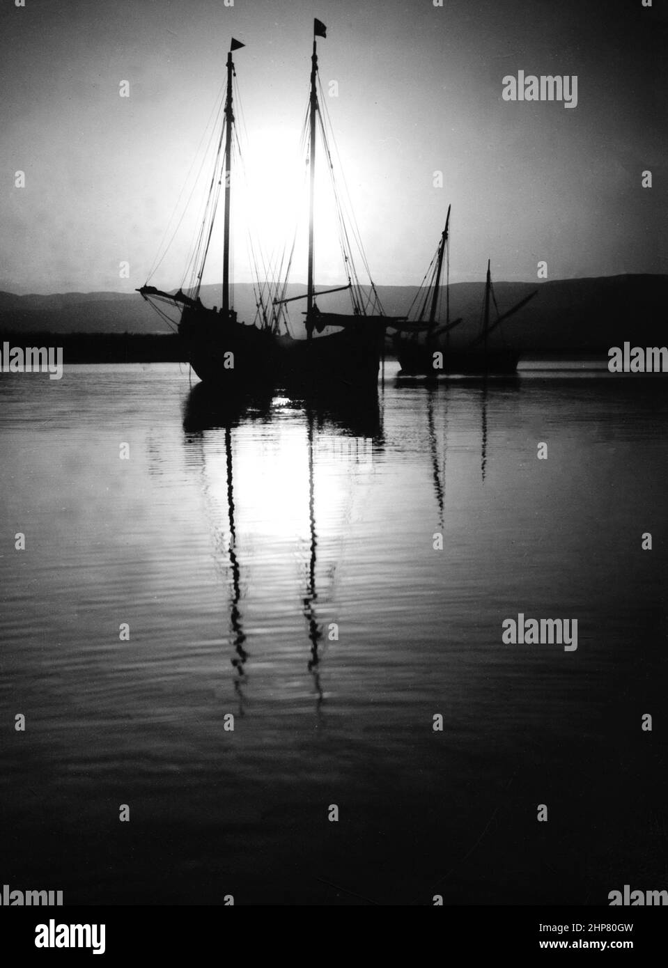 Medio Oriente Storia: Barche nel mare di Galilea Località: Israele ca. Tra il 1898 e il 1919 Foto Stock