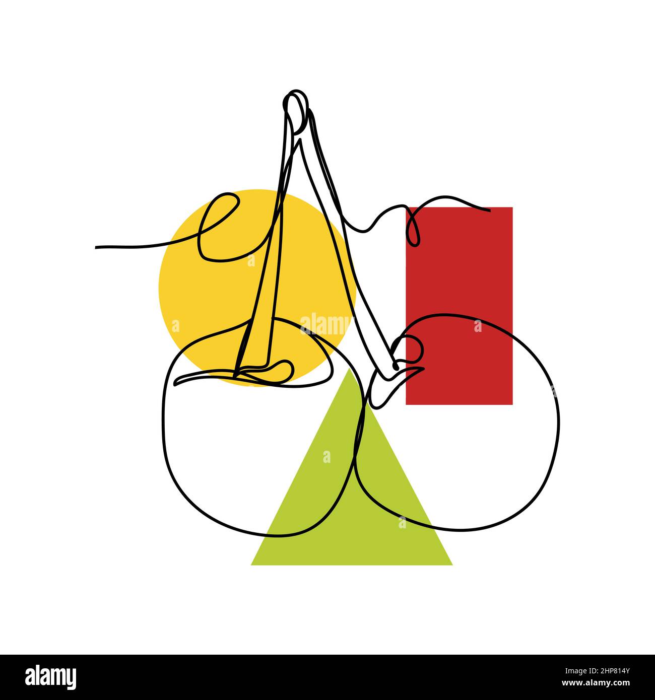 Vettoriale astratto continuo un'unica semplice icona di disegno di linea di ciliegia in schizzo di silhouette. Perfetto per biglietti d'auguri Illustrazione Vettoriale