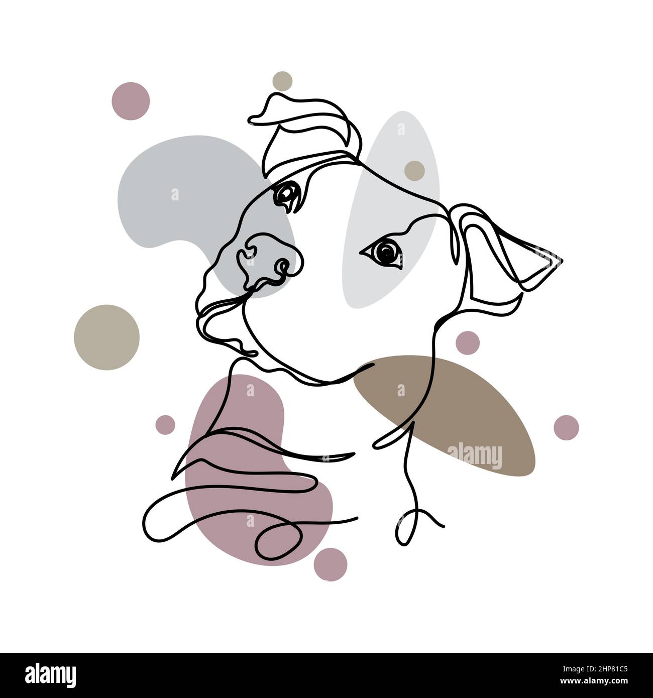 Vettoriale astratto continuo una singola semplice icona di disegno linea di cute cane faccia animale concetto in schizzo di silhouette. Perfetto per biglietti d'auguri Illustrazione Vettoriale