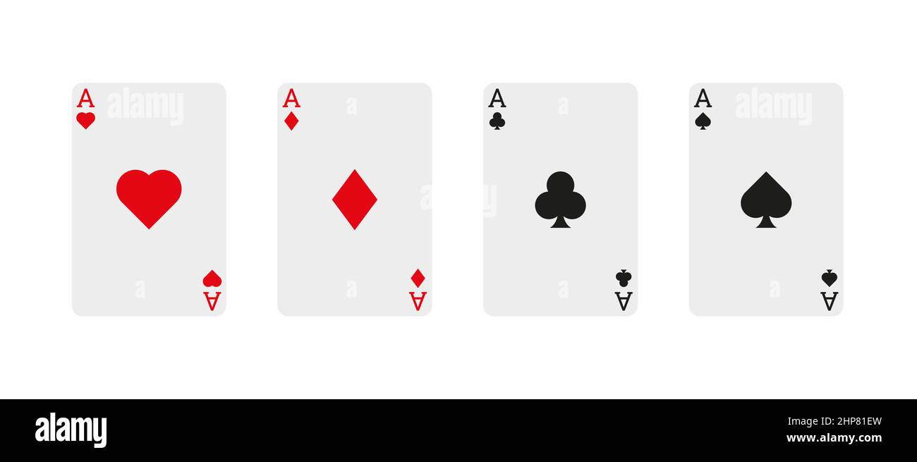 Icona del set di carte da gioco. Illustrazione vettoriale isolata su sfondo bianco. Illustrazione Vettoriale