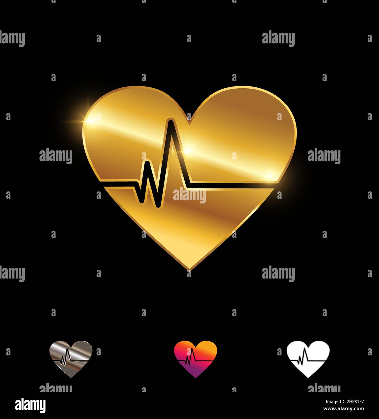 Golden Heart Health Vector Sign Illustrazione Vettoriale