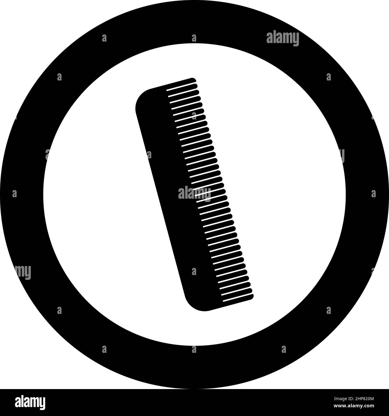 Icona del pettine nel cerchio circolare immagine vettoriale di colore nero circolare stile contorno pieno Illustrazione Vettoriale