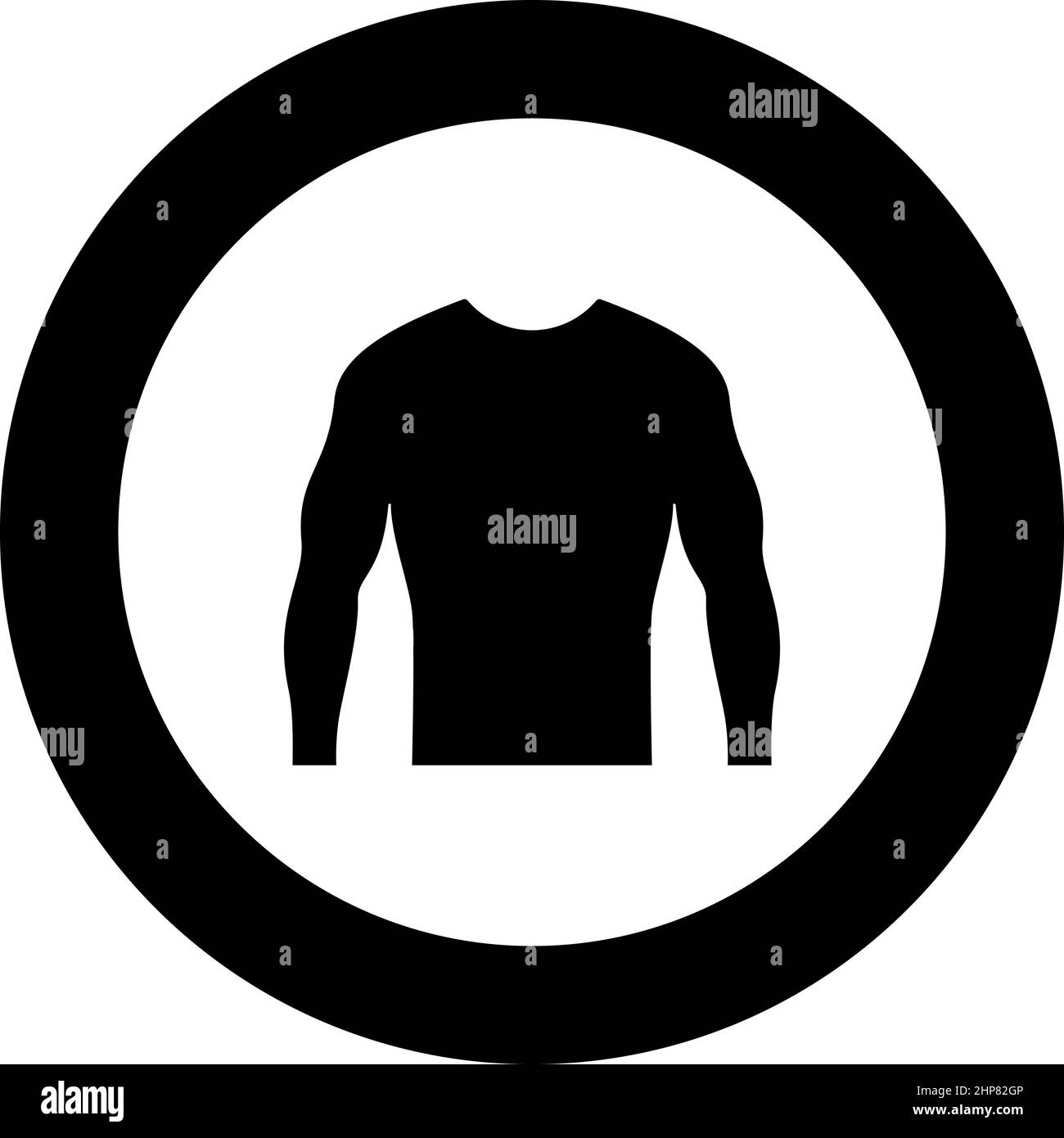 Rushguard Rashguard icona in cerchio rotondo nero immagine vettoriale colore pieno stile contorno Illustrazione Vettoriale