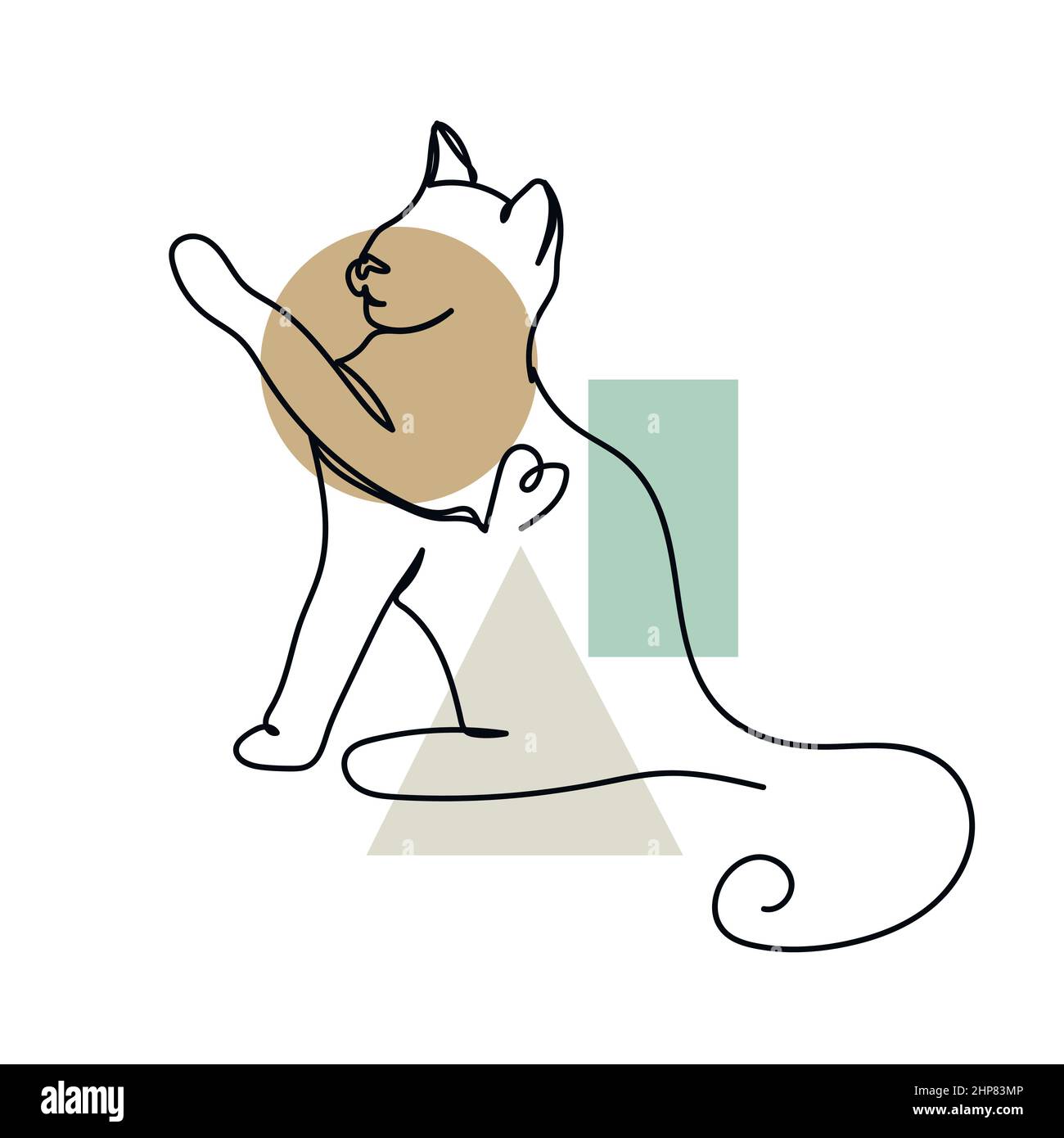 Vettoriale astratto continuo un'icona di disegno a linea singola di kitten gatto animale concetto in schizzo di silhouette. Perfetto per biglietti d'auguri, inviti alle feste, poster Illustrazione Vettoriale