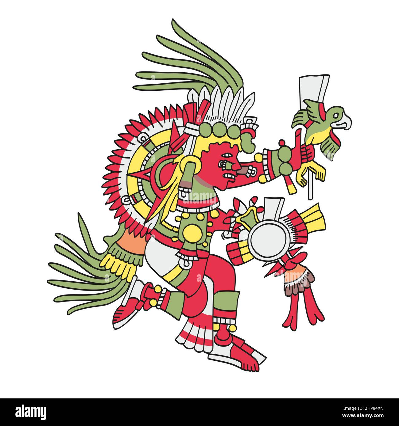 Tonatiuh, il quinto sole o Nahui Ollin, un dio solare azteco Illustrazione Vettoriale