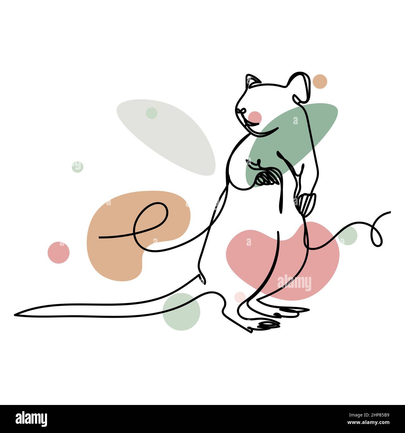 Vettoriale astratto continuo un'unica semplice icona di disegno di linea di rosso animale concetto in schizzo di silhouette. Perfetto per biglietti d'auguri Illustrazione Vettoriale