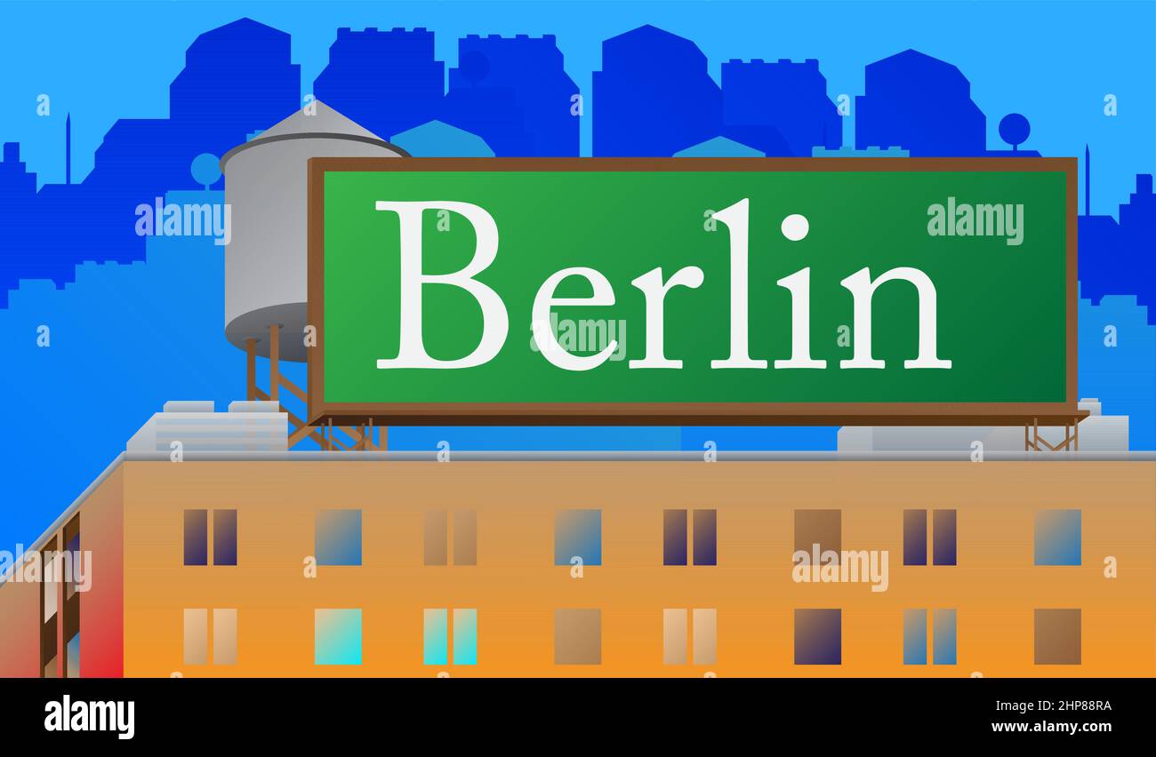 Berlino testo, cartello. Illustrazione Vettoriale