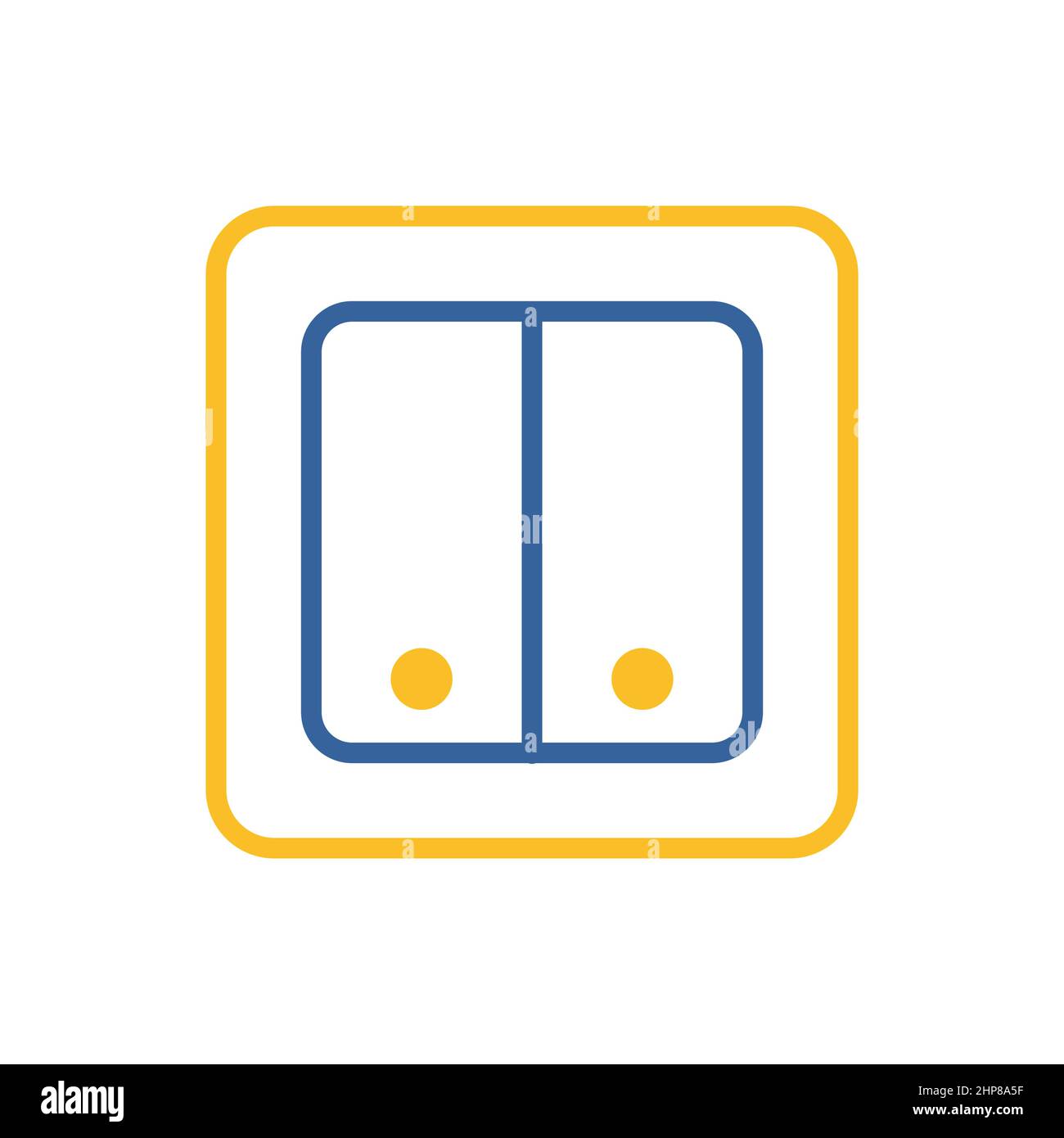 Interruttore elettrico due pulsanti icona piatta vettoriale Illustrazione Vettoriale