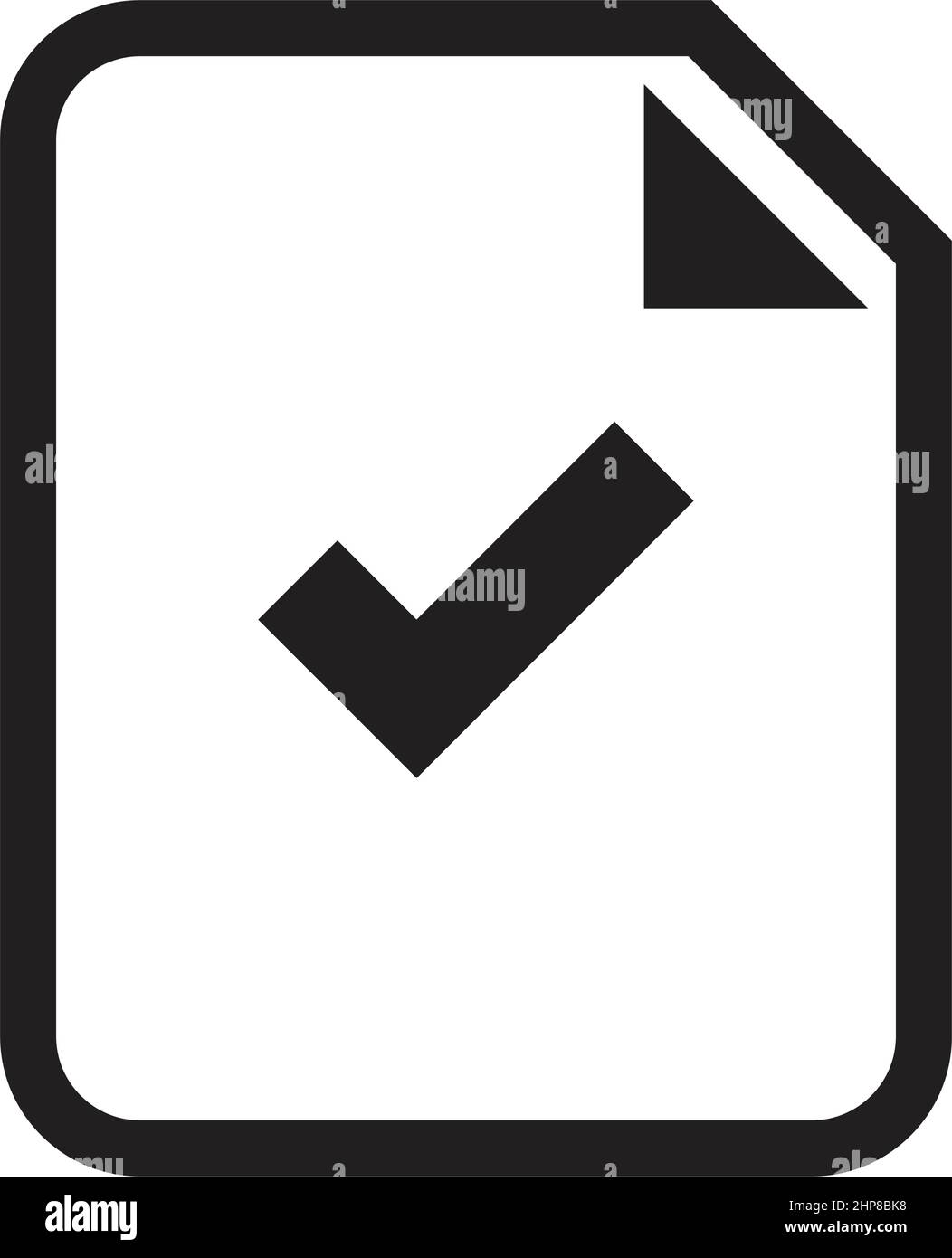 Vettore icona documento con segno di spunta per affari e finanza in un'illustrazione di glifo di contorno pittogramma Illustrazione Vettoriale