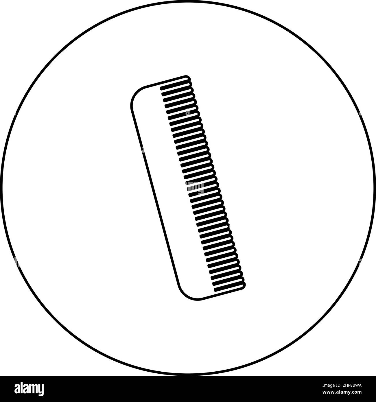 Icona del pettine nel cerchio circolare immagine vettoriale di colore nero contorno linea contorno stile sottile Illustrazione Vettoriale