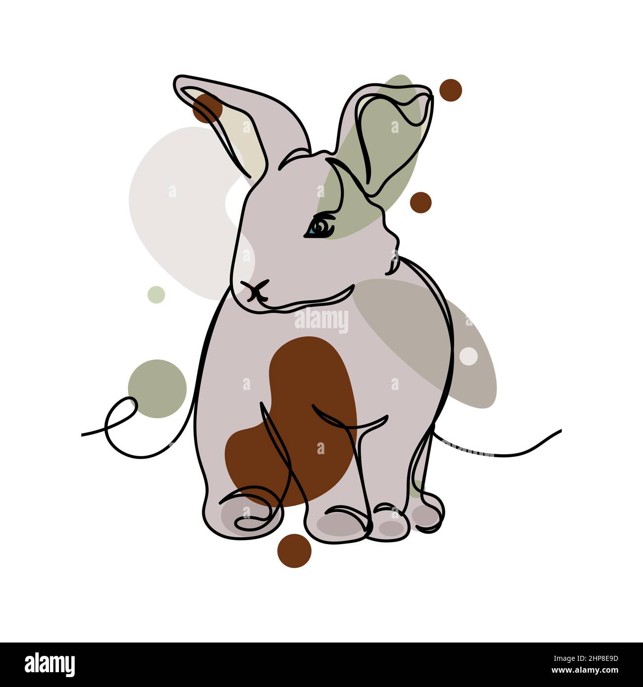 Vettoriale astratto continuo una singola semplice linea disegno icona del bambino coniglietto di Pasqua cute in silhouette sketch. Perfetto per biglietti d'auguri Illustrazione Vettoriale