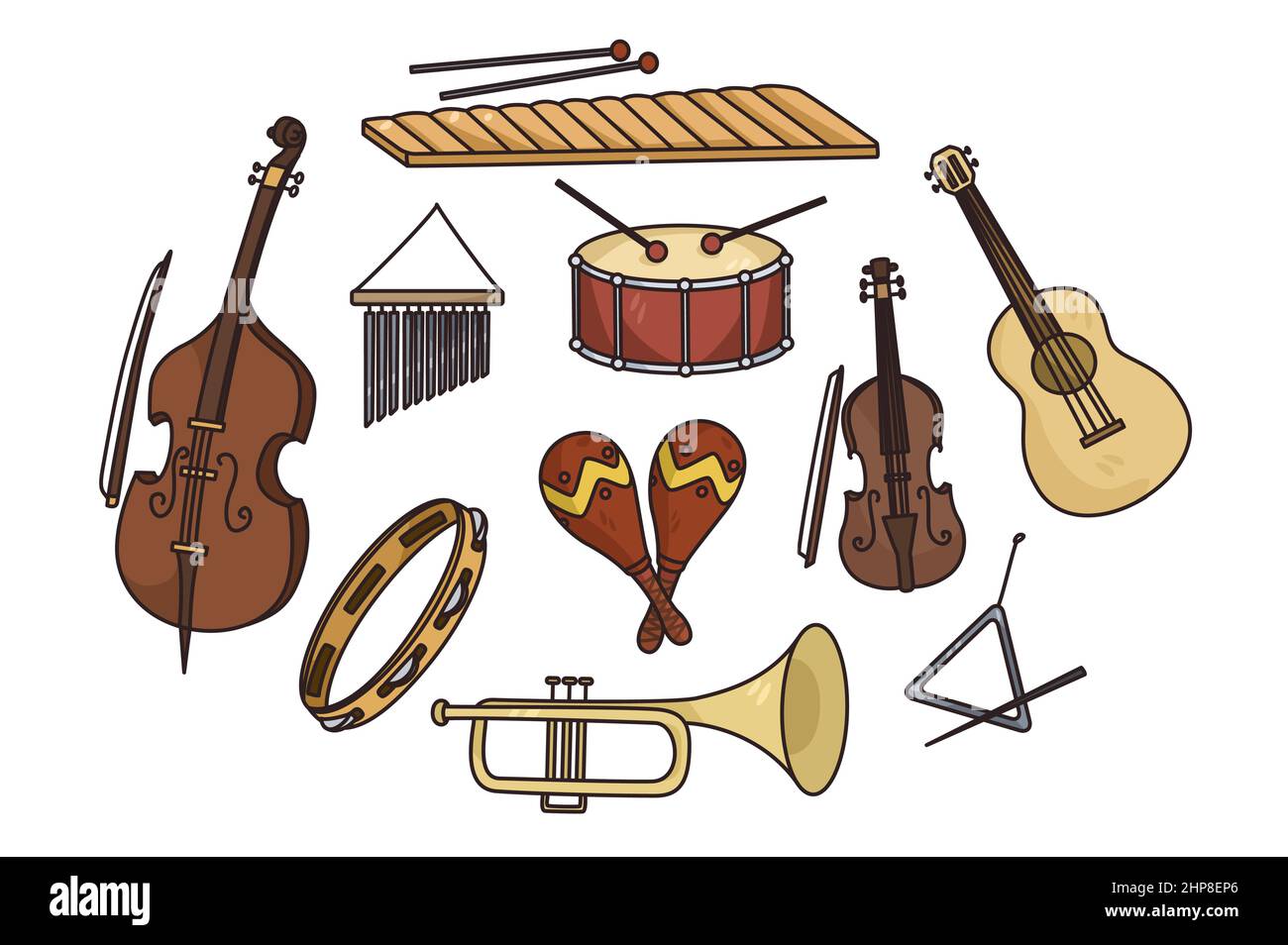 Set di vari strumenti musicali per orchestra Illustrazione Vettoriale Set di vari strumenti musicali per orchestra Illustrazione Vettoriale