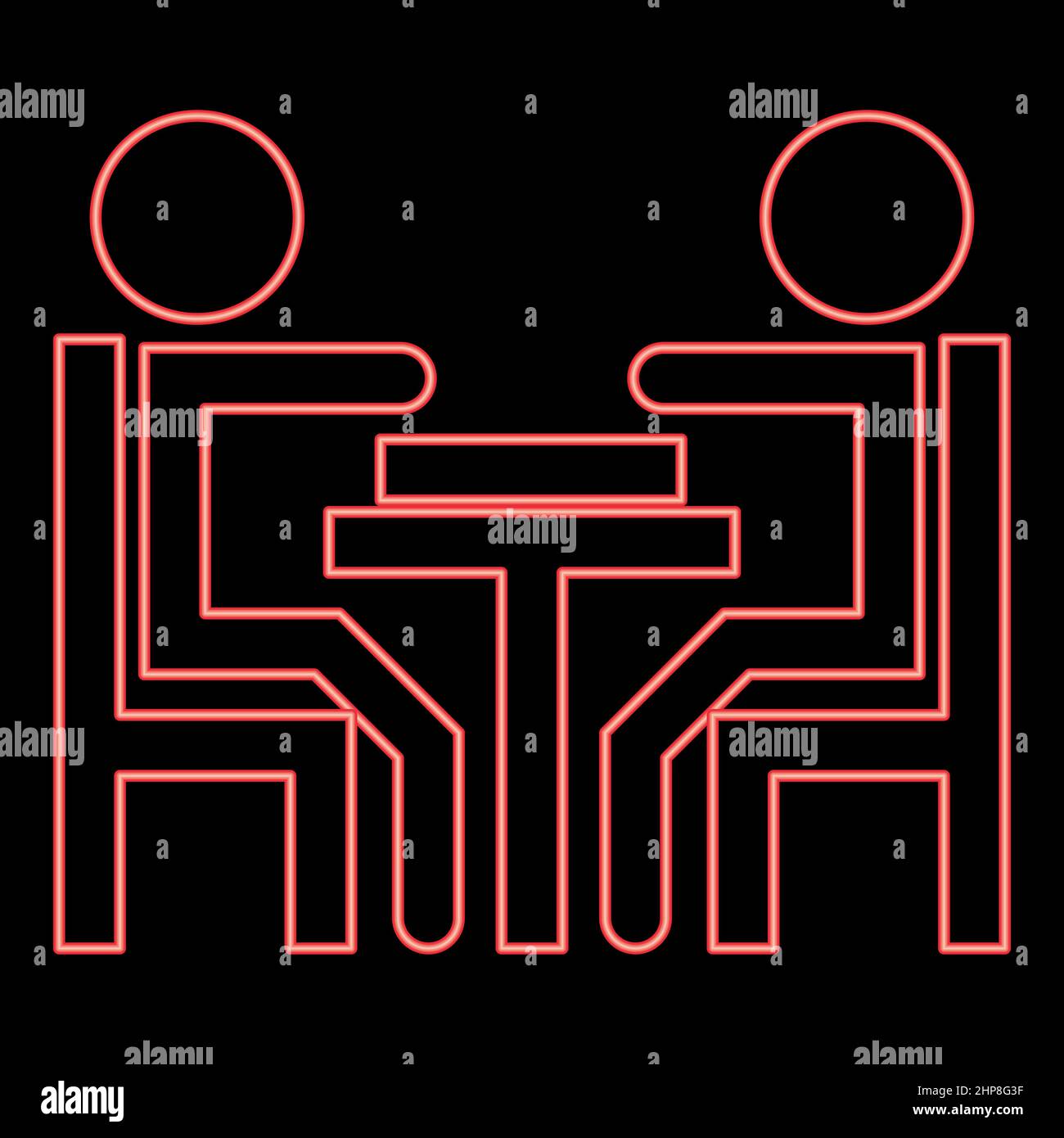 Neon uomini che giocano al tavolo rosso vettore colore illustrazione immagine stile piatto Illustrazione Vettoriale