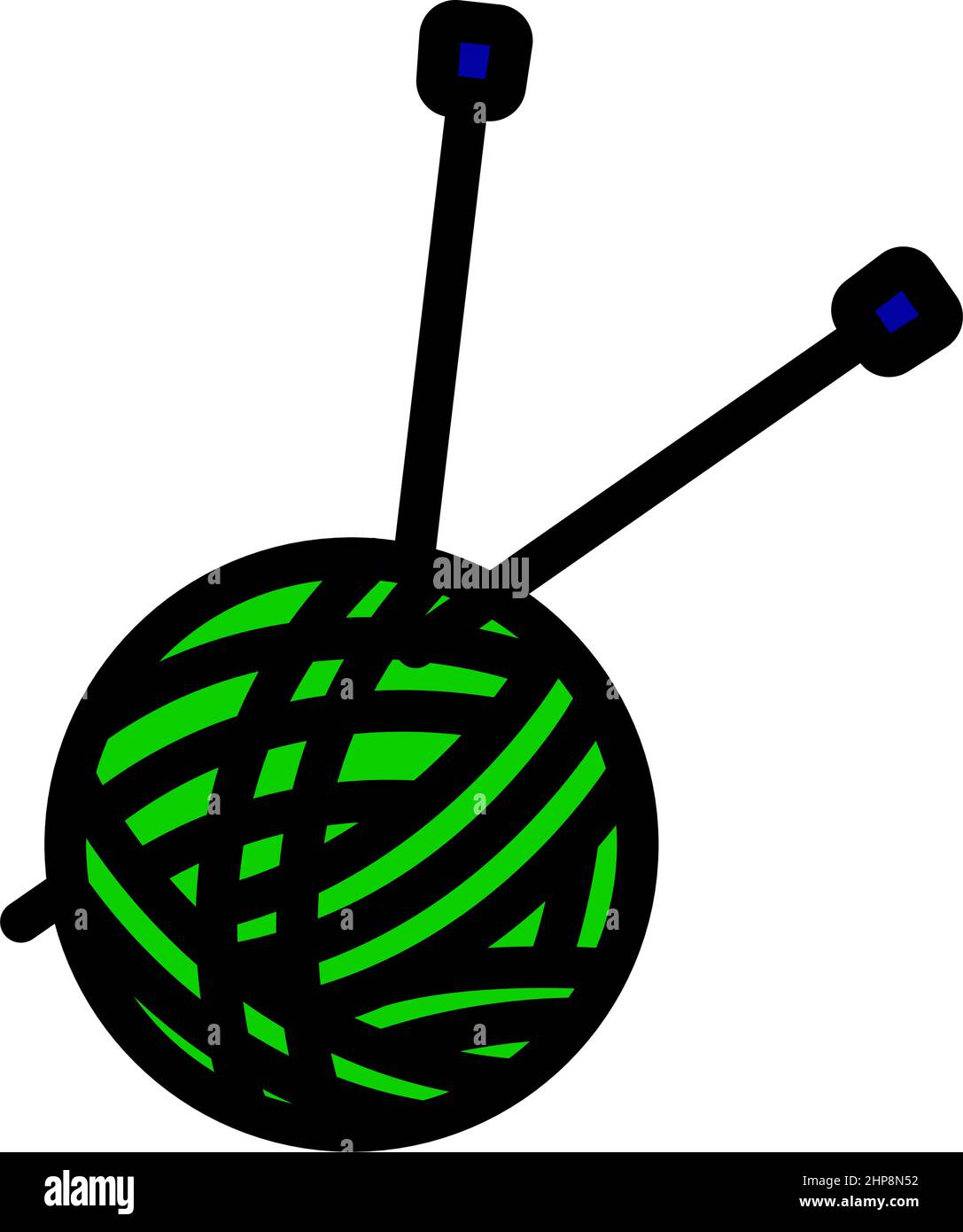 Icona della sfera di filato con aghi di maglia Illustrazione Vettoriale