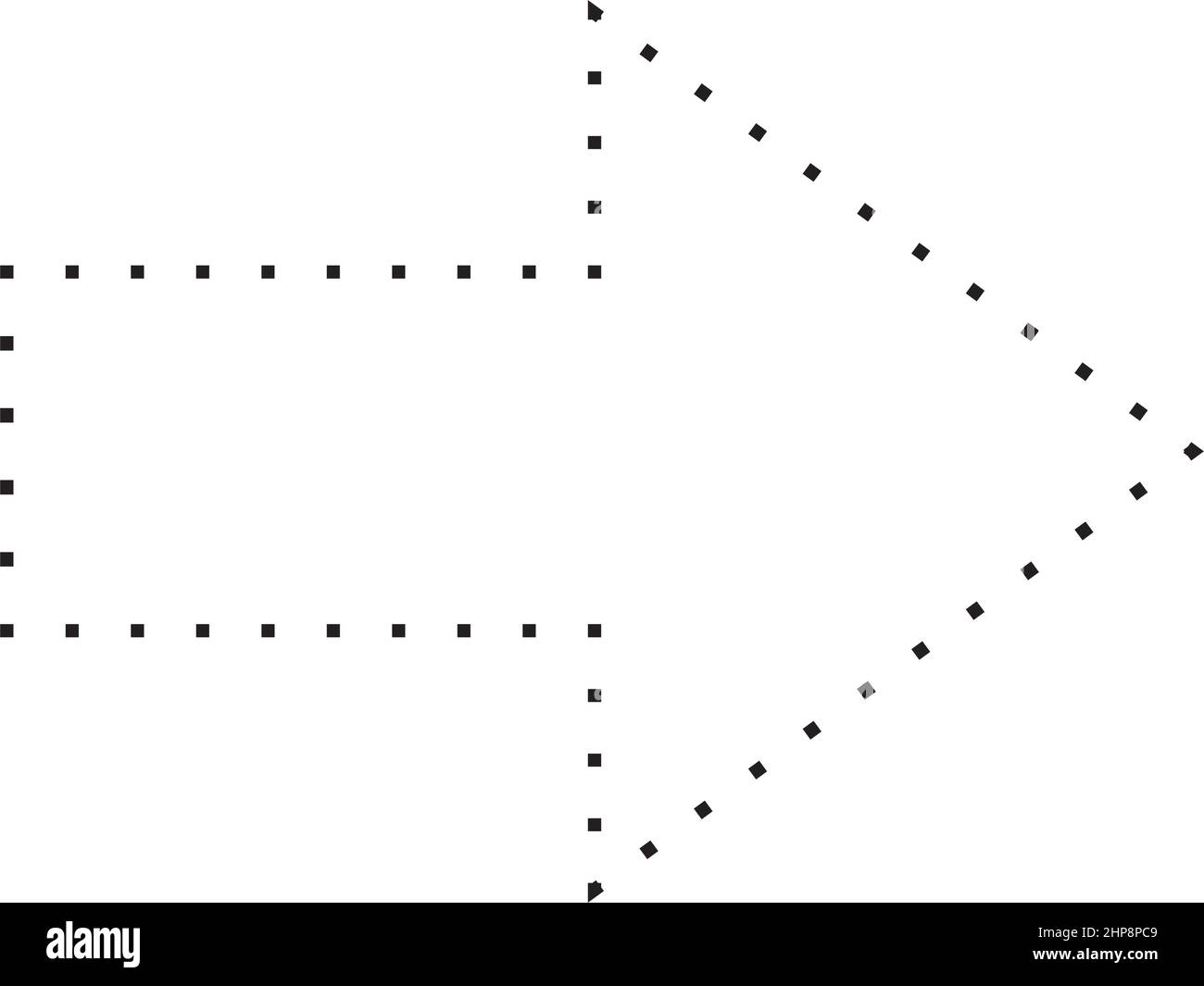 Icona vettoriale a forma punteggiata con simbolo a freccia per l'elemento dell'interfaccia utente di un disegno grafico creativo in un'illustrazione con pittogramma Illustrazione Vettoriale