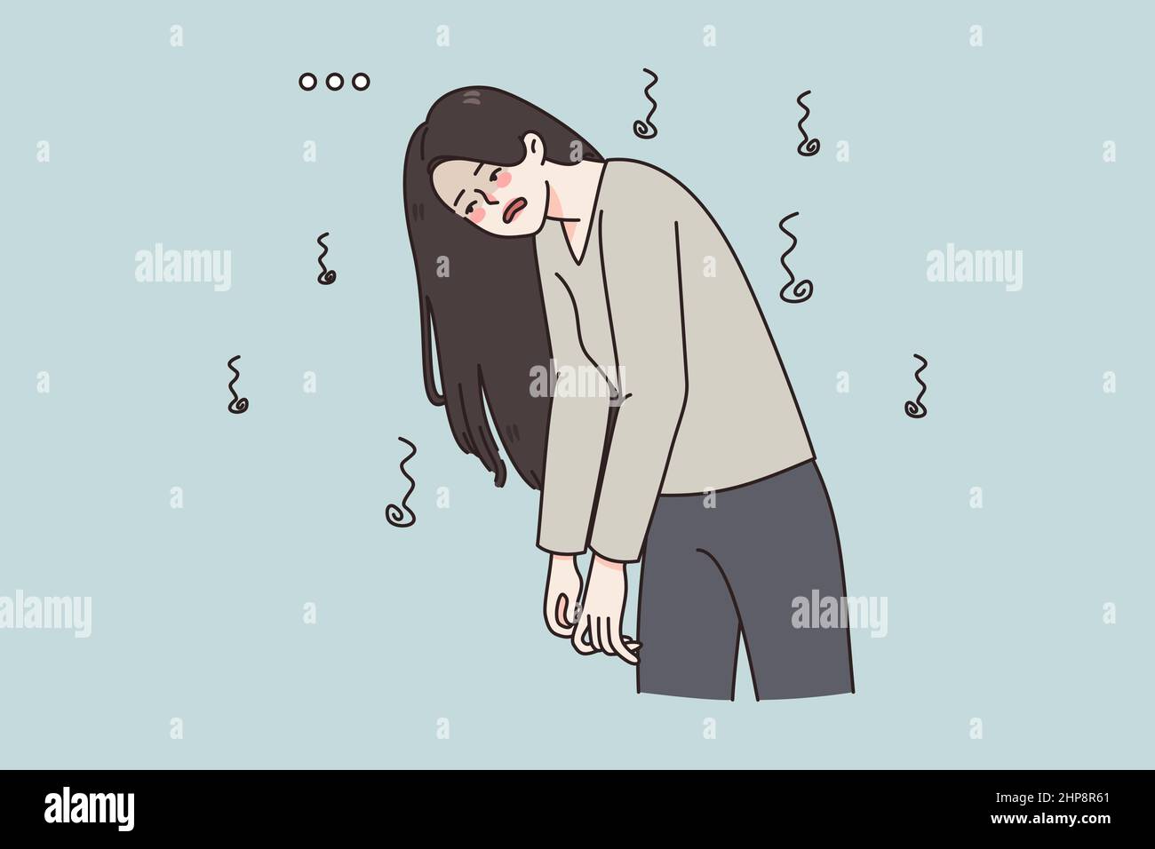 La donna esausta sente fatica ed esplosione emotiva Illustrazione Vettoriale
