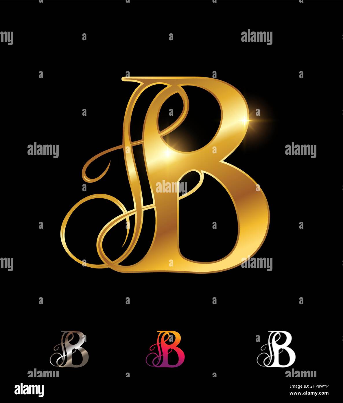 Lettera B del monogramma d'oro Illustrazione Vettoriale