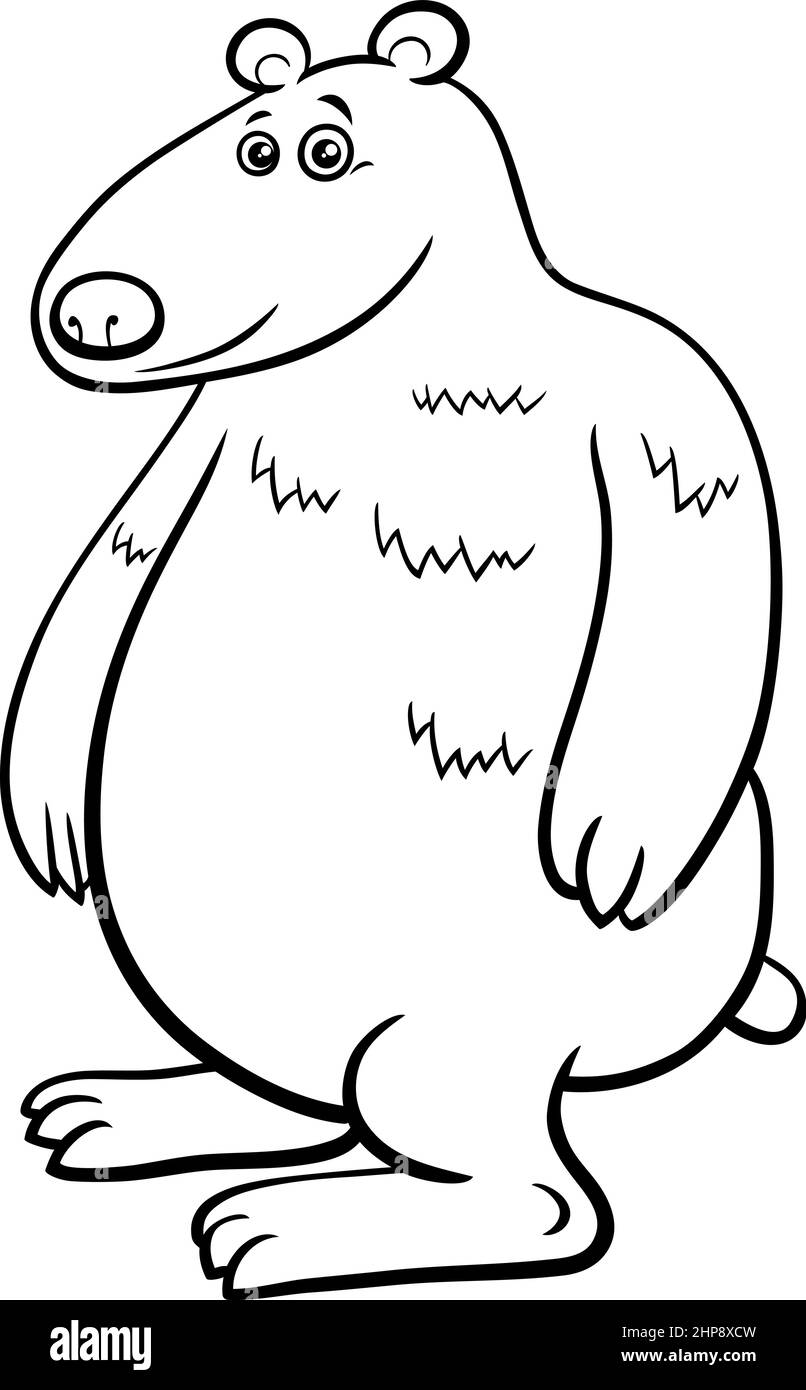 divertente cartoon orso animale carattere colorare pagina libro Illustrazione Vettoriale