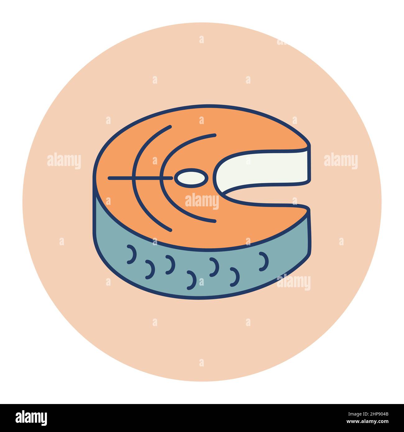 Bistecca di pesce rosso salmone vettore icona Illustrazione Vettoriale