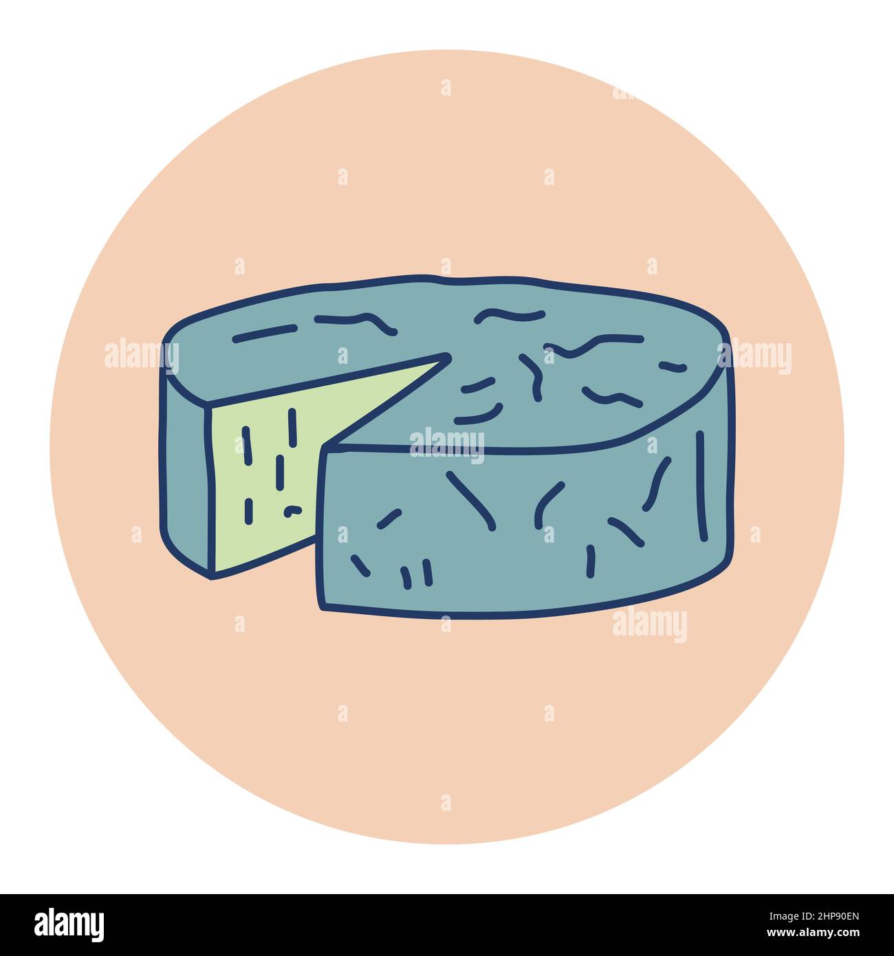 Formaggio morbido con forma a forma di icona piatta vettoriale Illustrazione Vettoriale