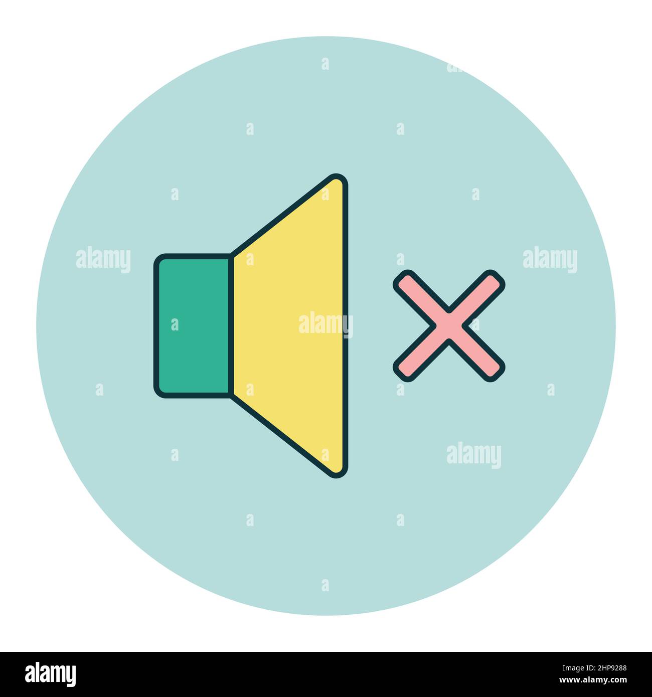 Icona del vettore suono attivato. Volume. Pulsante di esclusione microfono Illustrazione Vettoriale